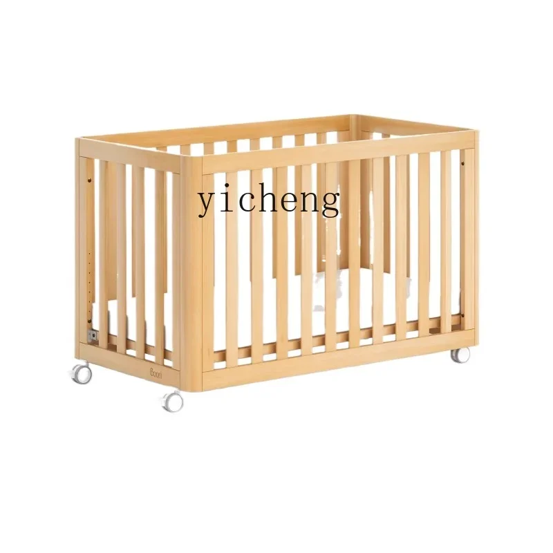 Solid Wood Crib Movable Newborn Children's Bed Widened Splicing Bed Multifunctional Babies' Bed