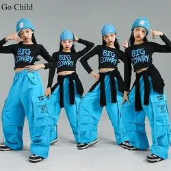 Girls Hip Hop Crop Top Colorful Cargo Pants Children Costumes Kids Streetwear Jazz K-pop Street Dance Girl Group Clothes Sets