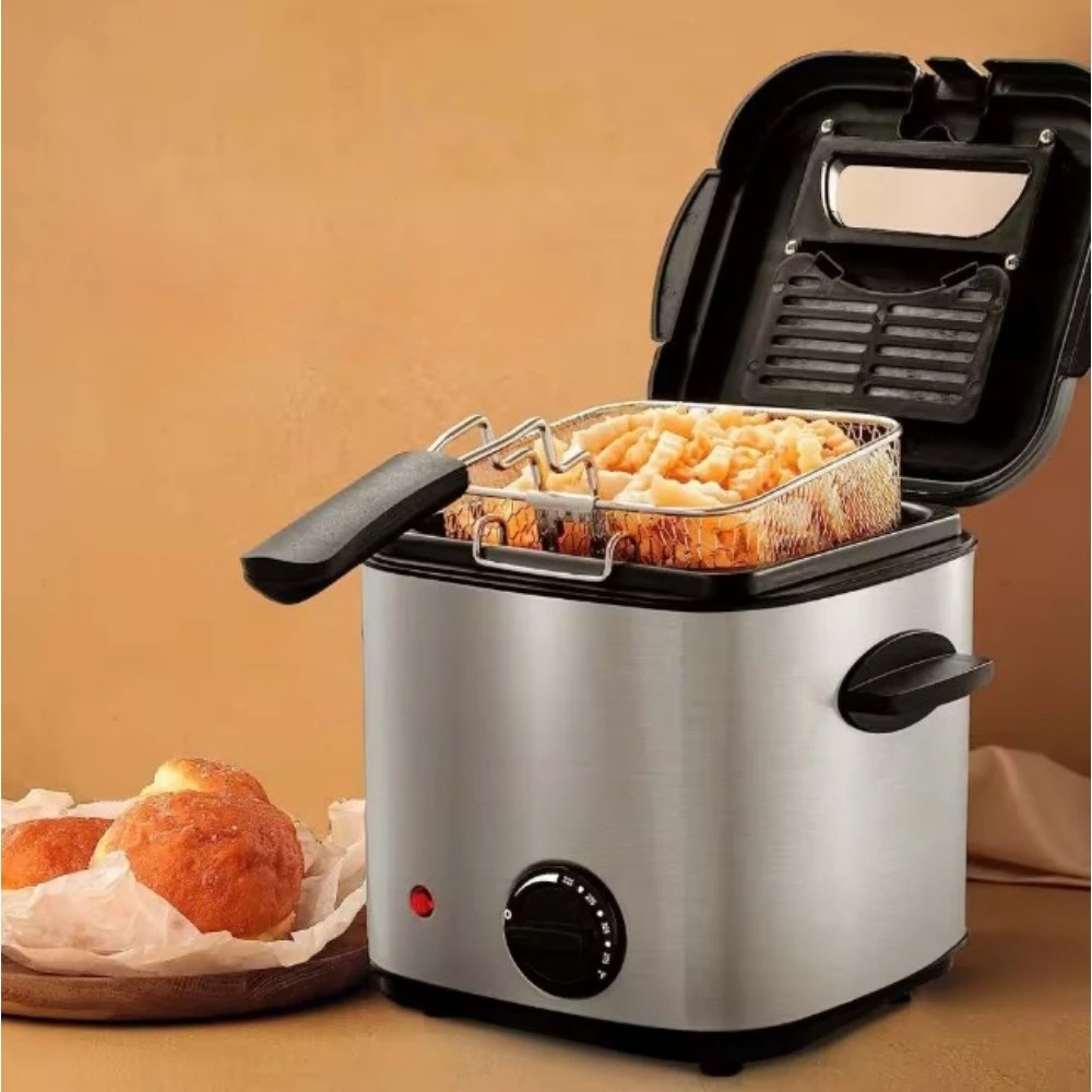

1.58 Qt Silver Small Electric Deep Fryer with Removable Frying Basket