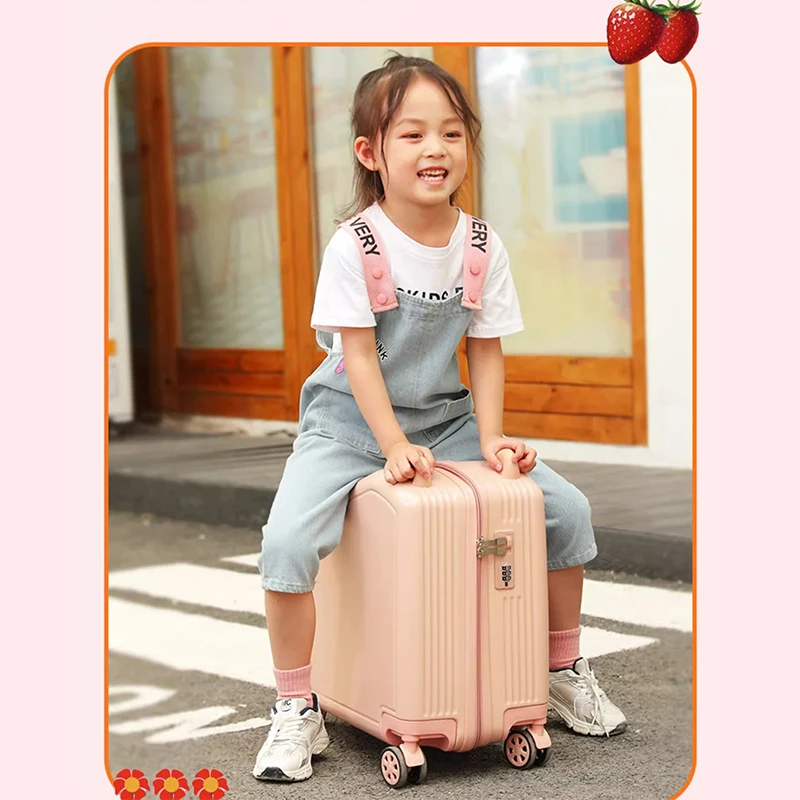 Kids Luggage Cute Suitcase on Wheels Can Sit and Ride Children Travel Bag Carry on Password Trolley Case 18\'\'20\'\' Inch Suitcase