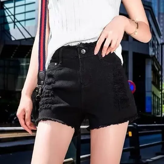 Shorts Frauen Sommer Hohe Taille Denim Shorts Für Frauen Lose Loch Shorts Für Frauen Ropa Mujer