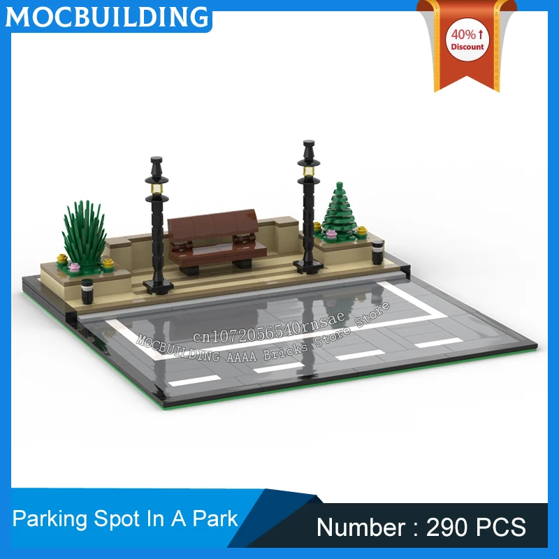 MOC Building Blocks City Modular Parking Spot In A Park Diorama DIY Assembly Bricks Creative Toy Collection Display Holiday Gift