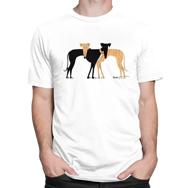 Custom Greyhound Dog T Shirts Men Pure Cotton Tees Head Rest Brindle Hound Tshirt T-shirt Clothing