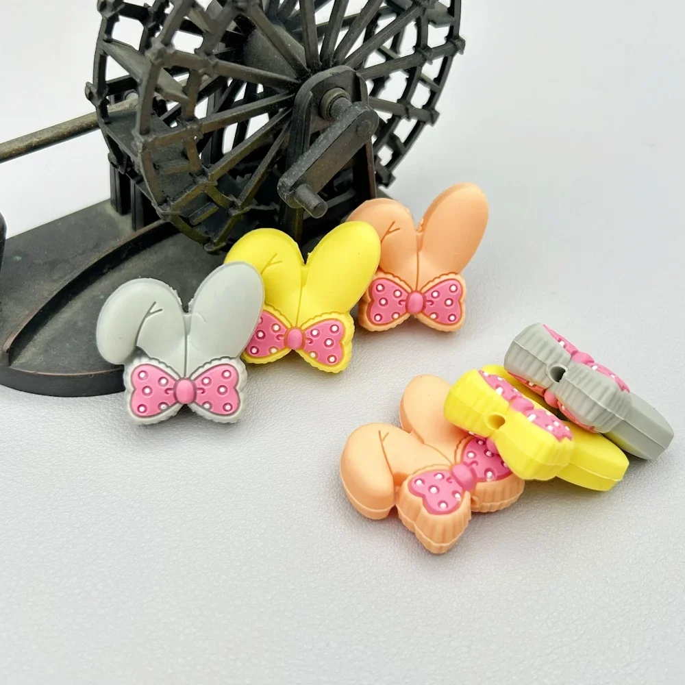 10PC Rabbit Ears Beads 11 Colors Teethe Baby DIY String Pen Bead Nipple Chains Jewelry Accessories Teethe Silicone Focal Beads