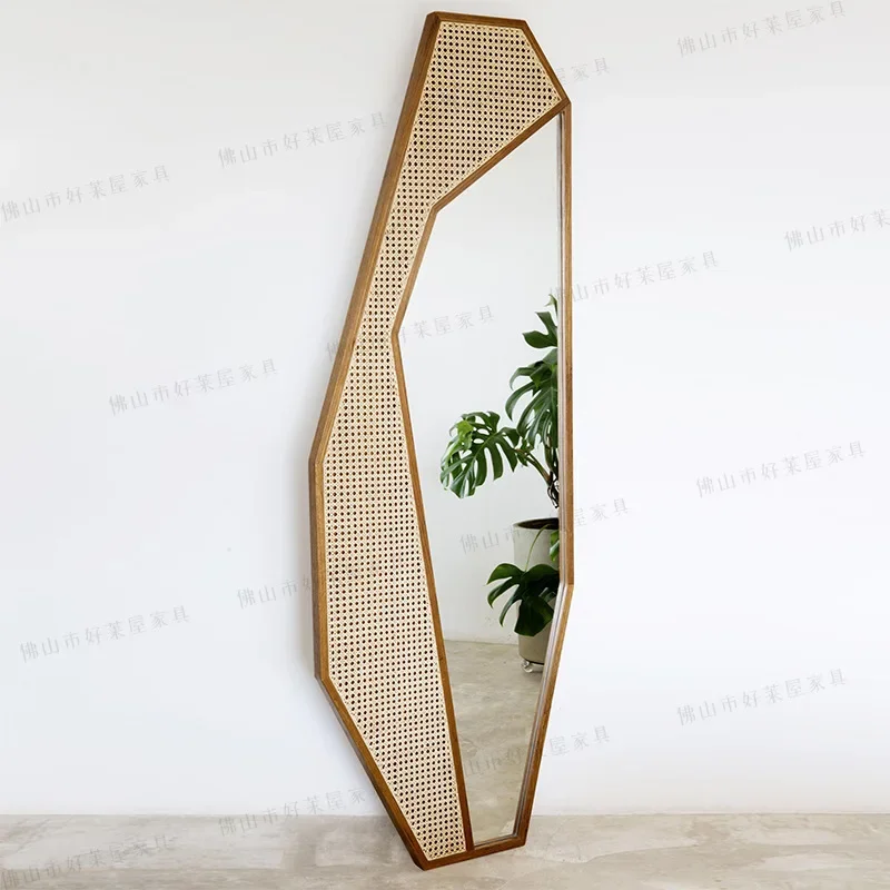 CX1 full-body mirror real vine homestay handmade rattan wall hanging, retro special-shaped mirror