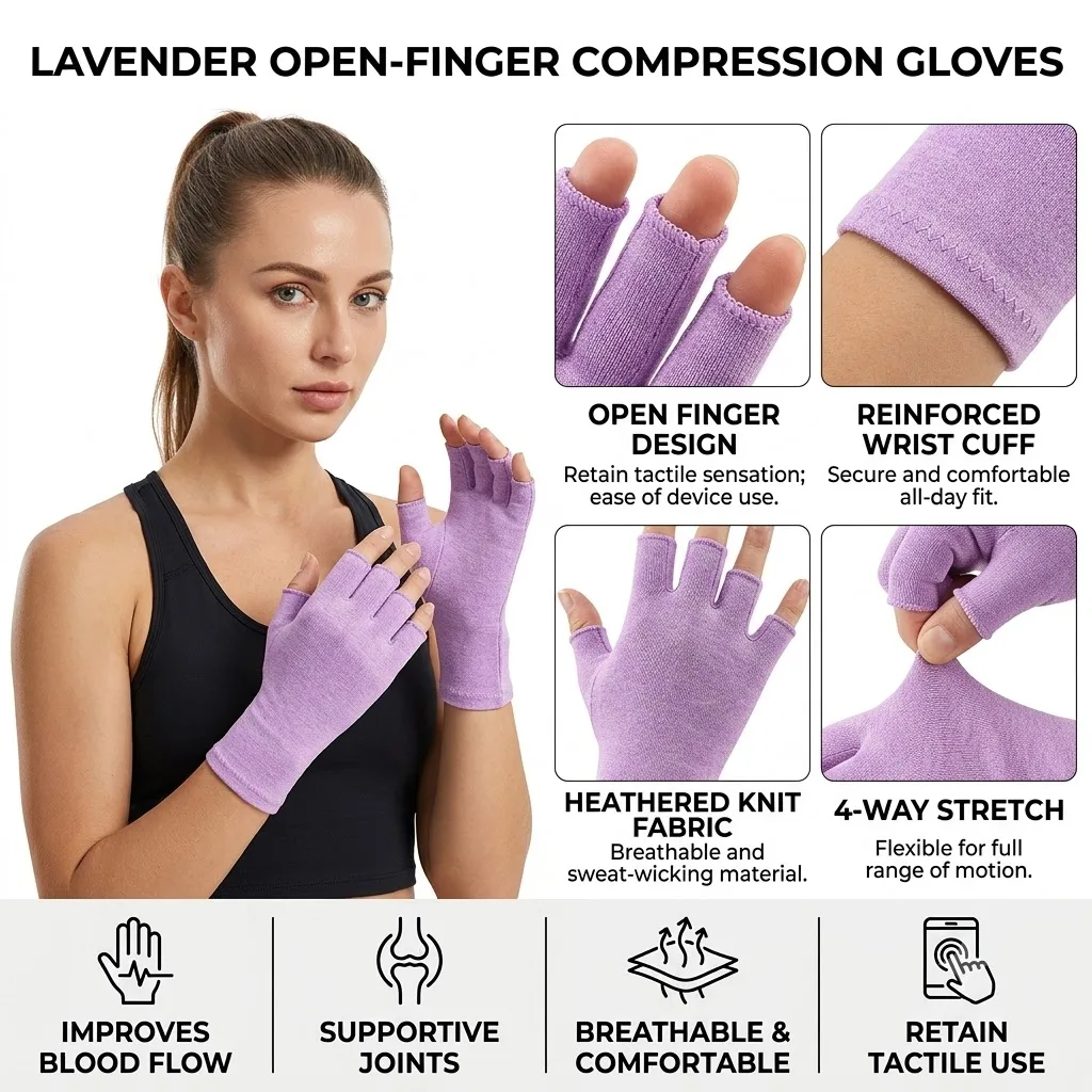 VILICO Arthritis Gloves 1 Pair, Unisex, for Carpal Tunnel Syndrome, Rheumatoid Arthritis, Tendonitis, Fingerless Gloves