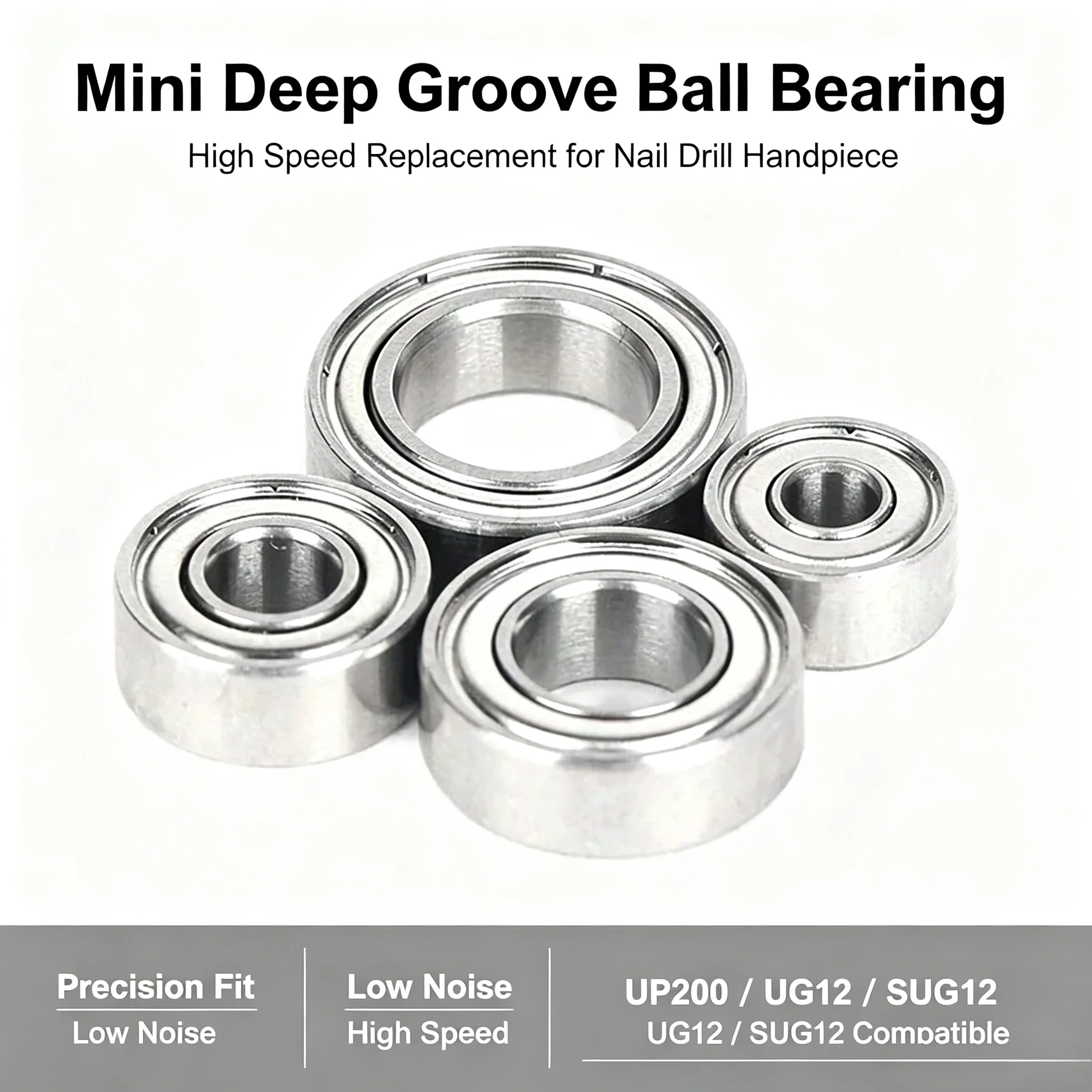 UP200 UG12 SUG12 Nail Drill Replacement Bearings, High Speed Micro Deep Groove Ball Bearing for Mini Nail Machine Handpiece