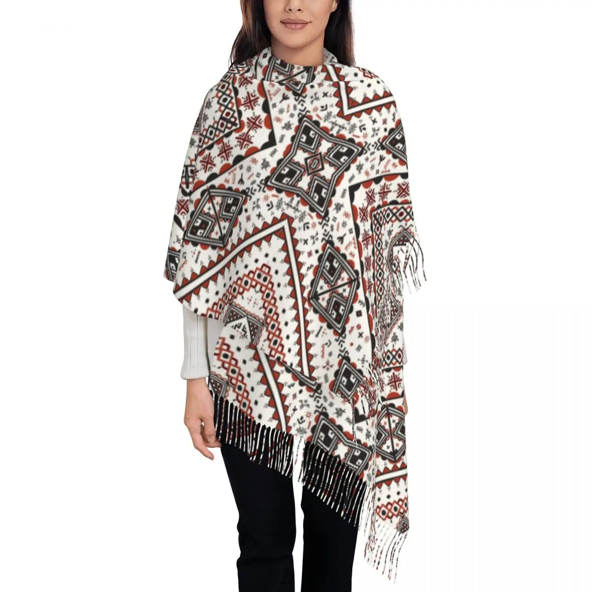 Custom Print Kabyle Pottery Berber Motifs Scarf Men Women Winter Fall Warm Scarves Morocco Africa Geometric Shawl Wrap