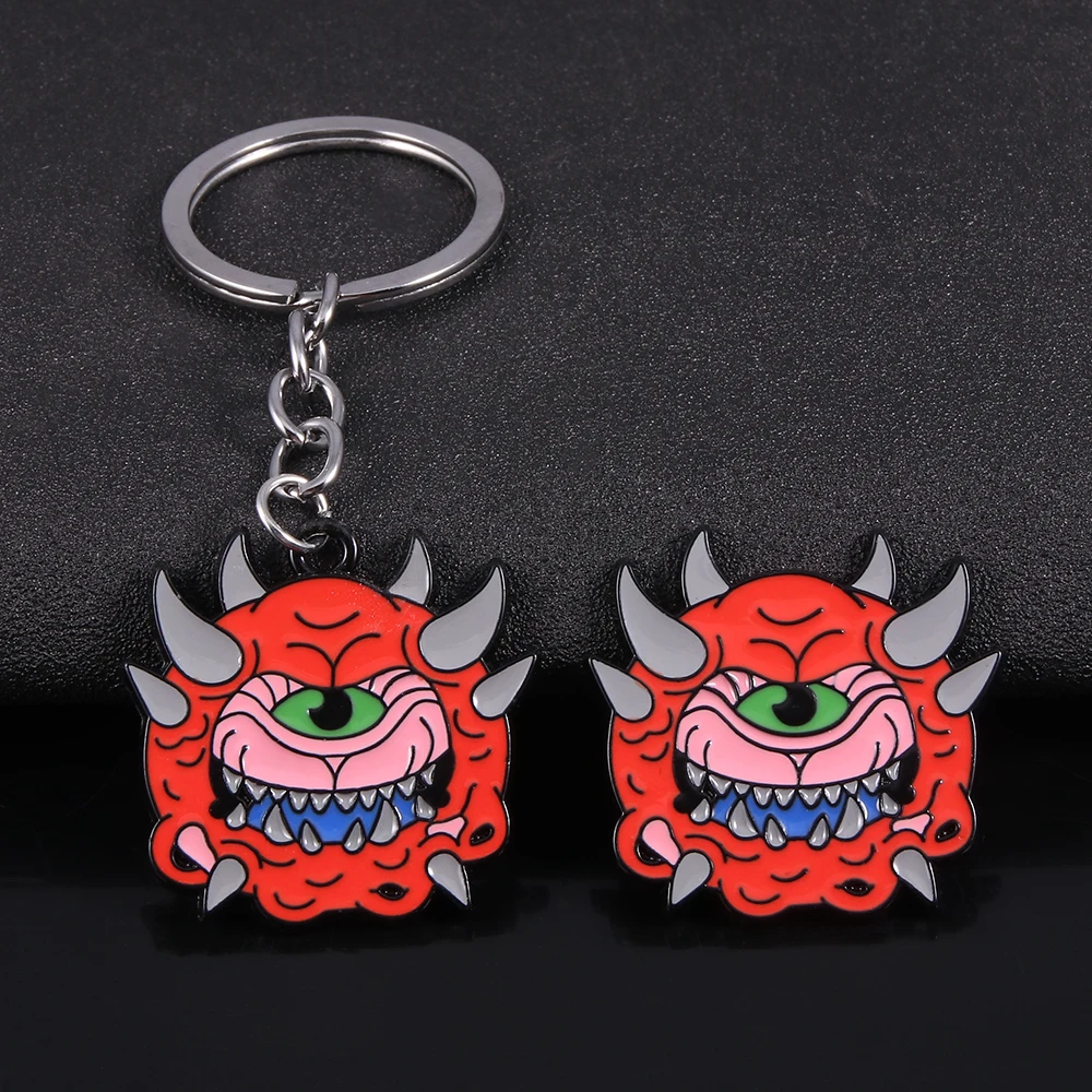 Game Doom Slayer Keychain Cartoon Giant Brain Demon Pendant Sword of Judgment Keyring For Game Fans Cosplay Props Jewelry Gifts