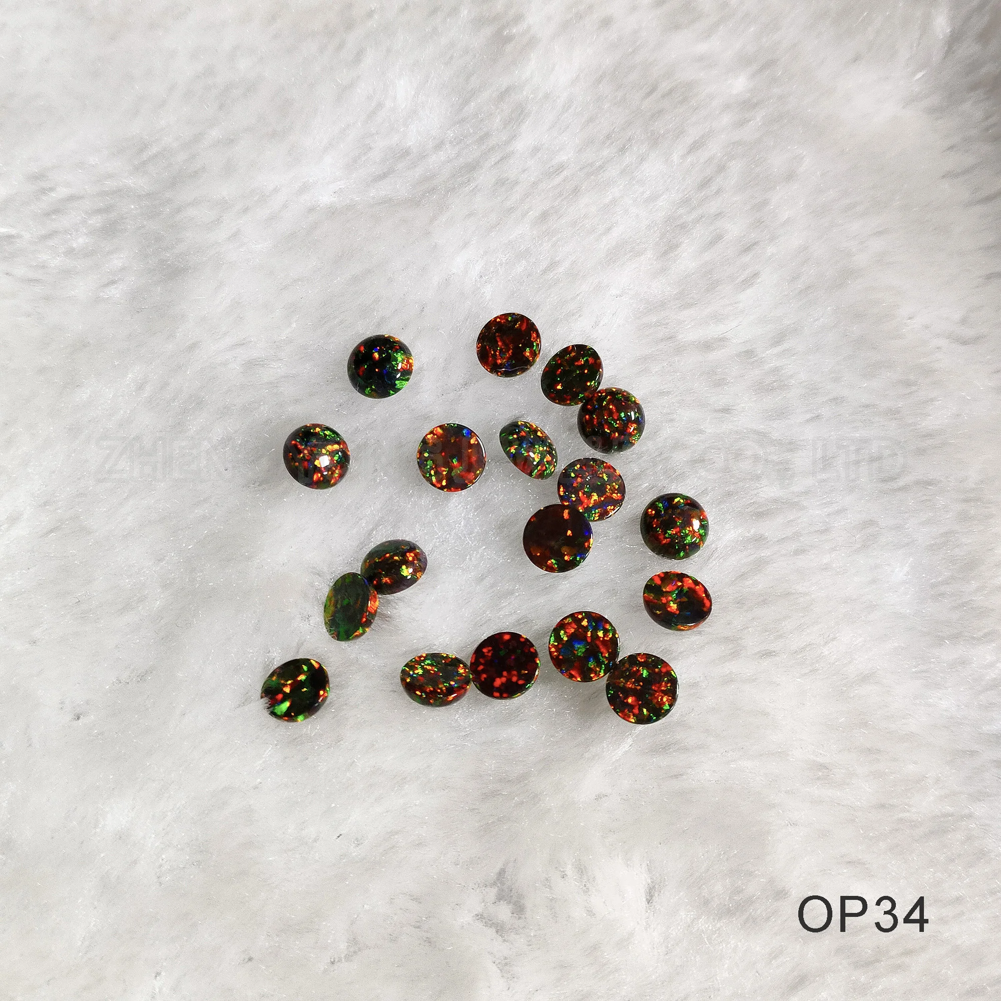 20/50 Pieces Black Fire Opal Beads for Jewelry Making Round Flat Back Stones for Crafting
