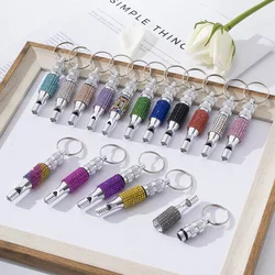 Self Defense Rhinestone Whistle Two Aluminum Whistles, Outdoor Survival Training Whistle Keychain Carry