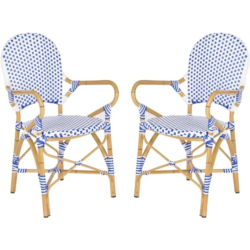 Home Collection Hooper Blue & White Indoor-Outdoor Stacking Arm Chair