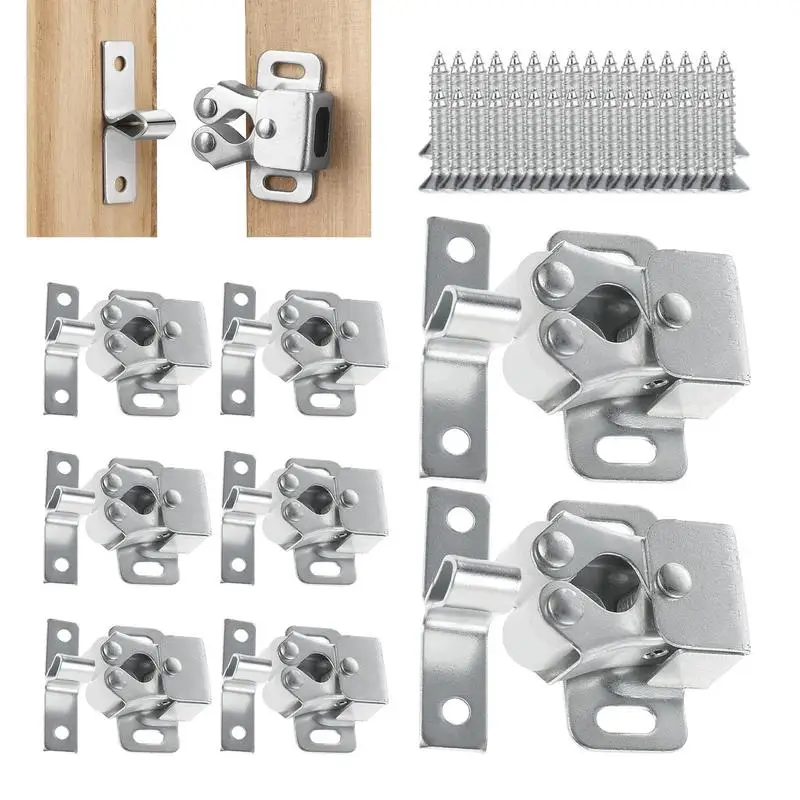 Porta de armário de aço laminada a frio, Double Ball Roller Catch, Trava de porta para armários, 8pcs