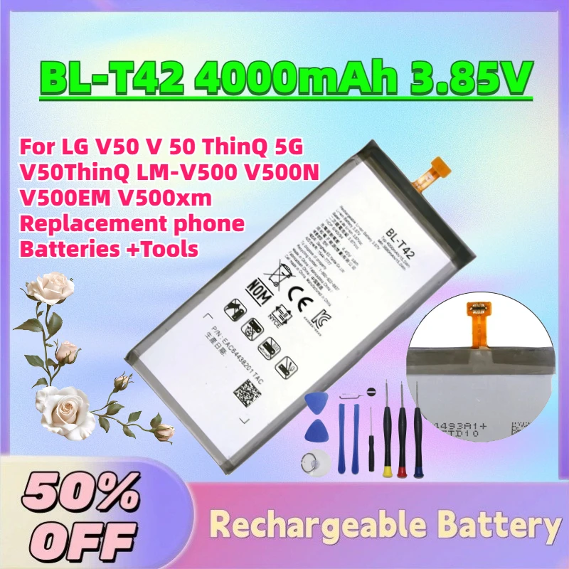 

Hot Sale BL-T42 4000mAh Battery For LG V50 V 50 ThinQ 5G V50ThinQ LM-V500 V500N V500EM V500xm Replacement phone Batteries +Tools