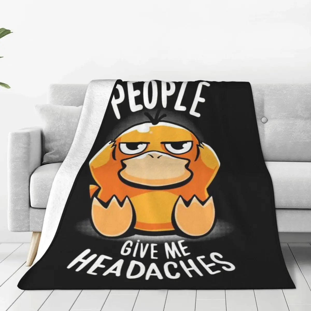 مخصص ثلاثية الأبعاد طباعة P-Psyducks أعطني الصداع البطانيات مريحة لينة الفانيلا الصيف رمي بطانية لغرفة نوم أريكة في الهواء الطلق