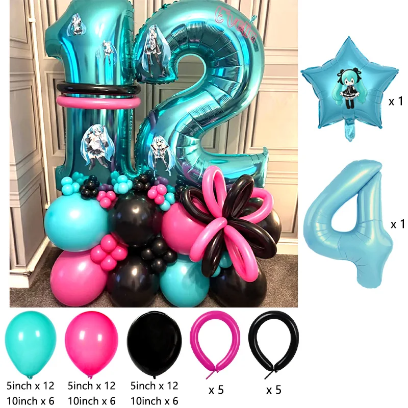 Miku Hatsune All Scenario Balloon Combination Set Kawaii Anime Print Foil Latex Balloon Celebration Photo Decor Kit view 5