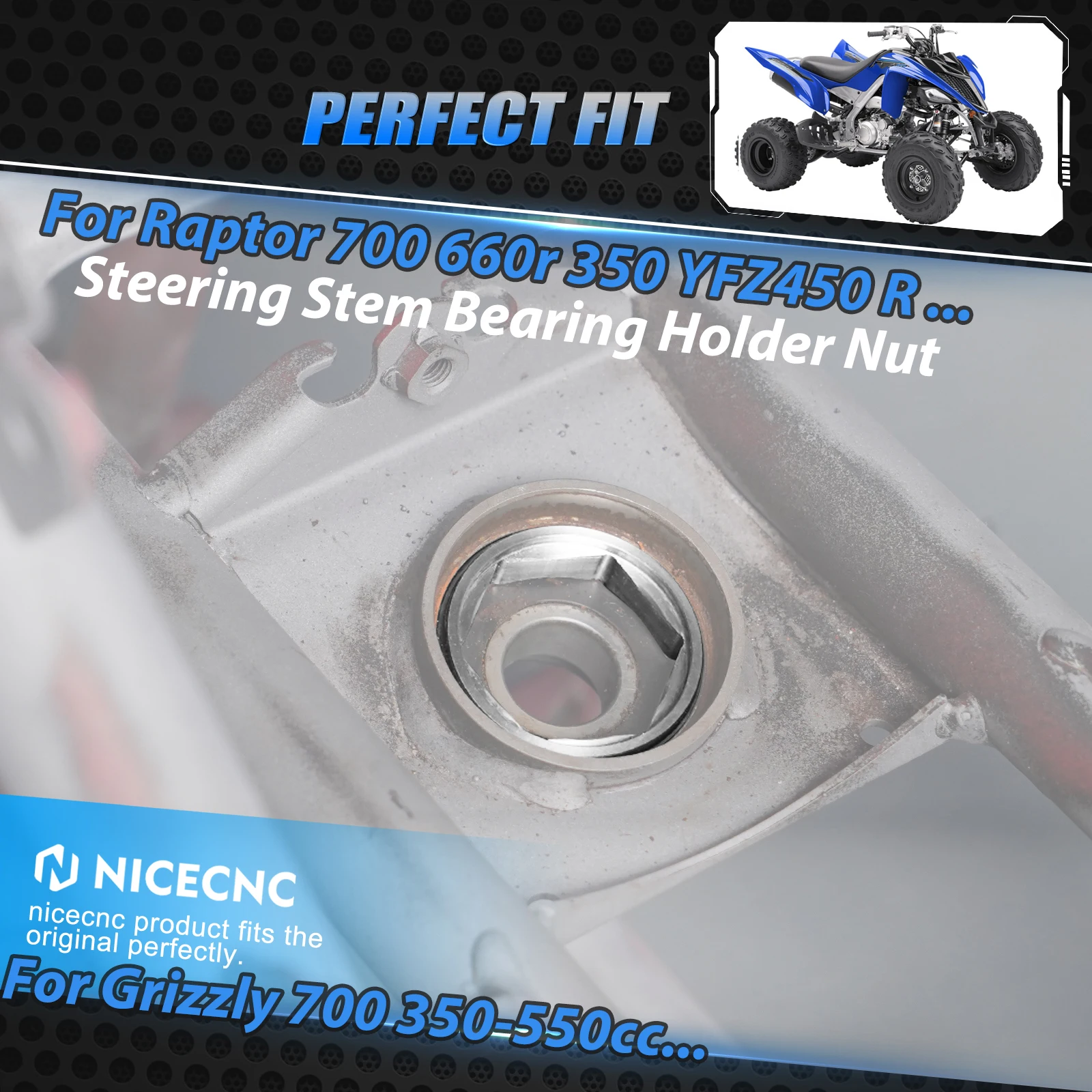 

For Raptor 700 ATV Steering Stem Bearing Holder Nut For Yamaha Raptor 660R 700 700R YFZ450 Grizzly 550 450 400 350 Banhsee