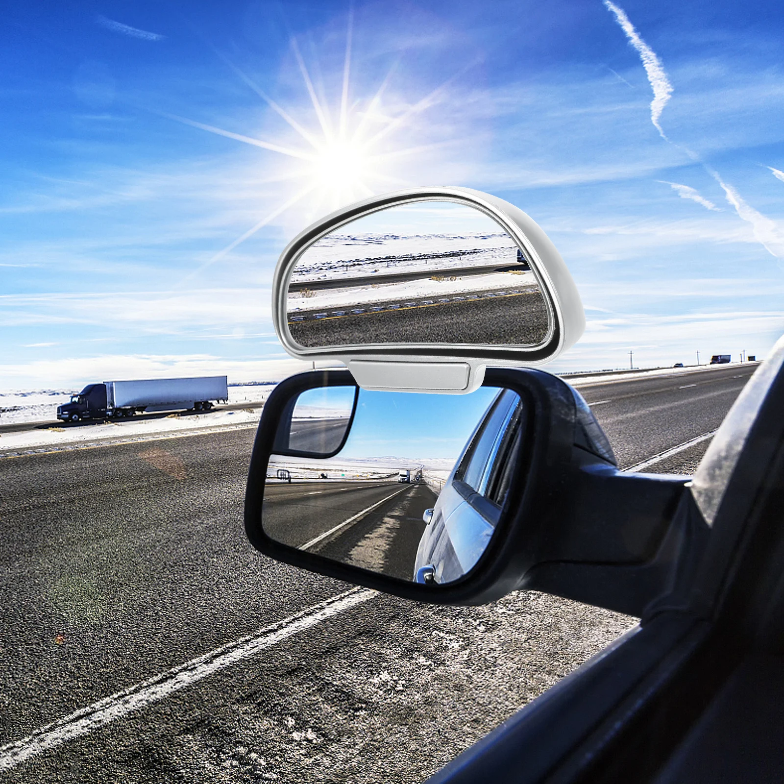 

Blind Spot Mirror 360 Degree Adjustable Silver Right Side Multi-Functional Car Side Mirror Parking Auxiliary Blindspot Mirrors