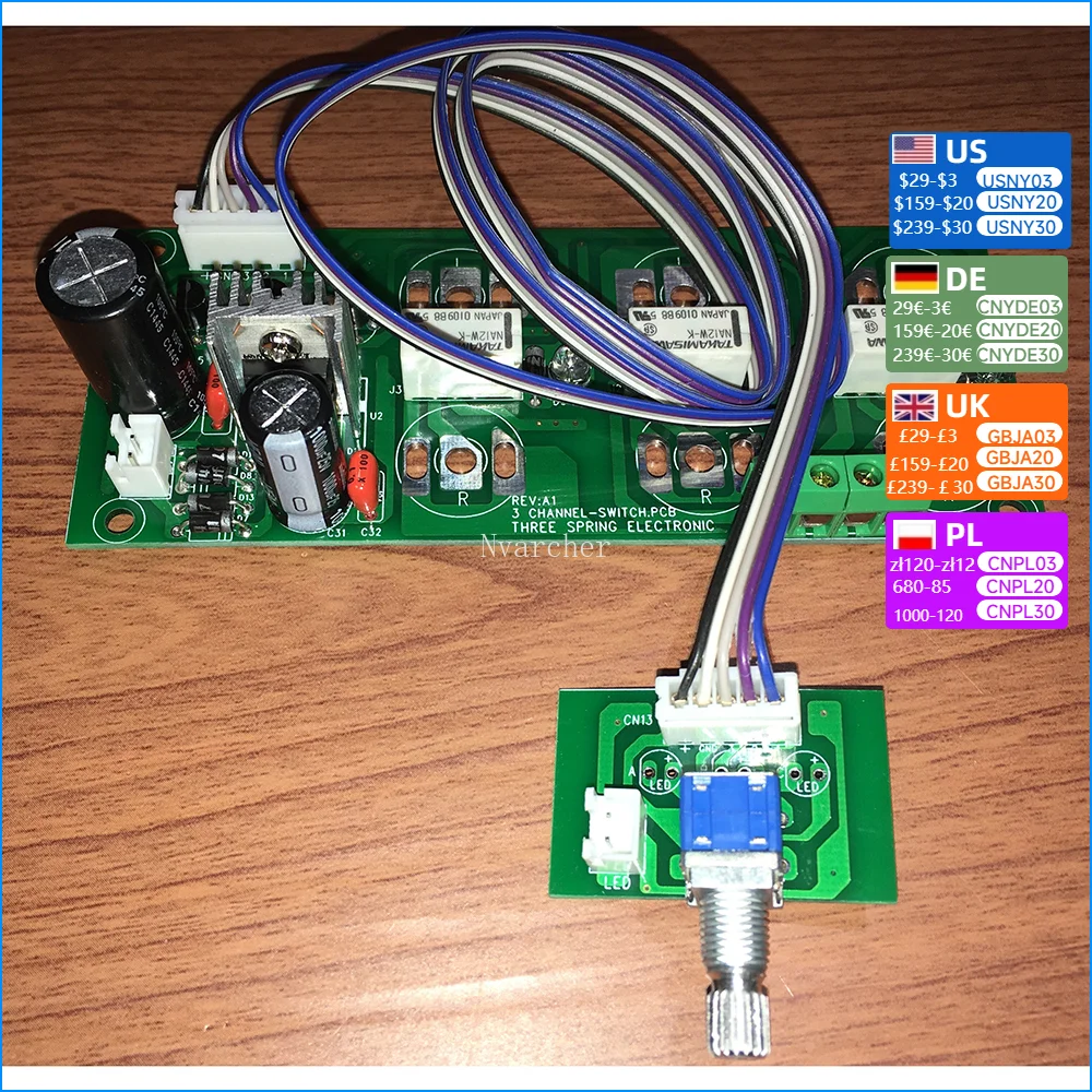 Nvarcher Audio Source Switch Board 3 Way/4 Way Inputs   25mm/30mm With  And Cable