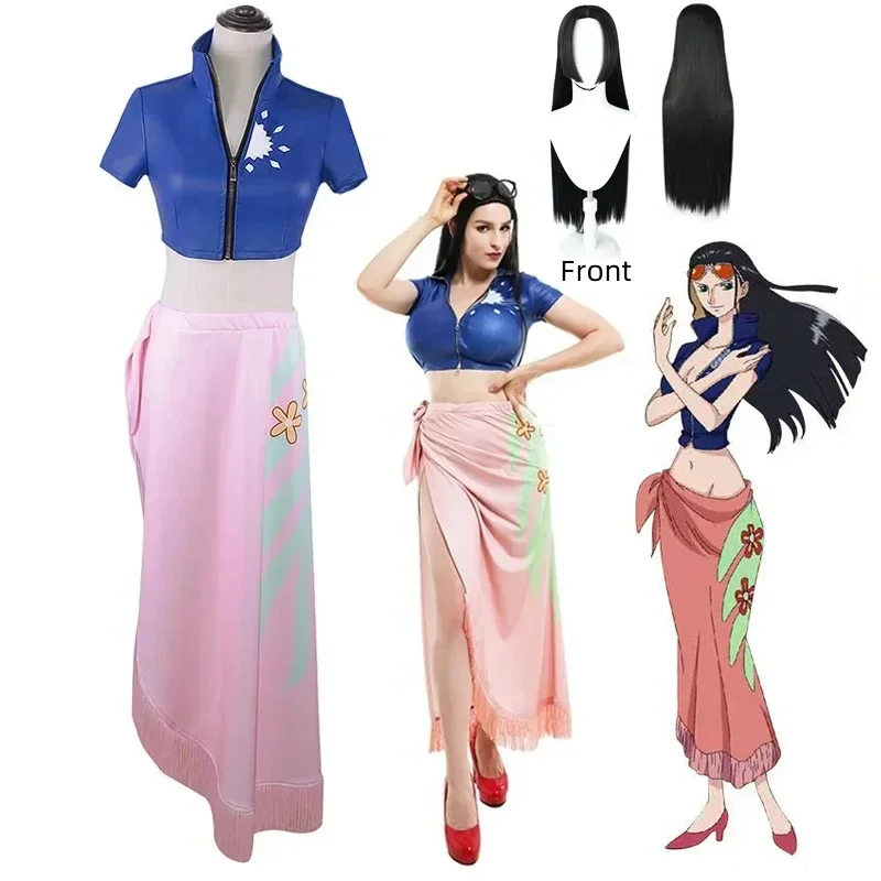 Anime Halloween costume Nico Robin Cosplay Costume Top and Wrap Skirfor Women 1Piece Anime Nico Robin Outfit Dress