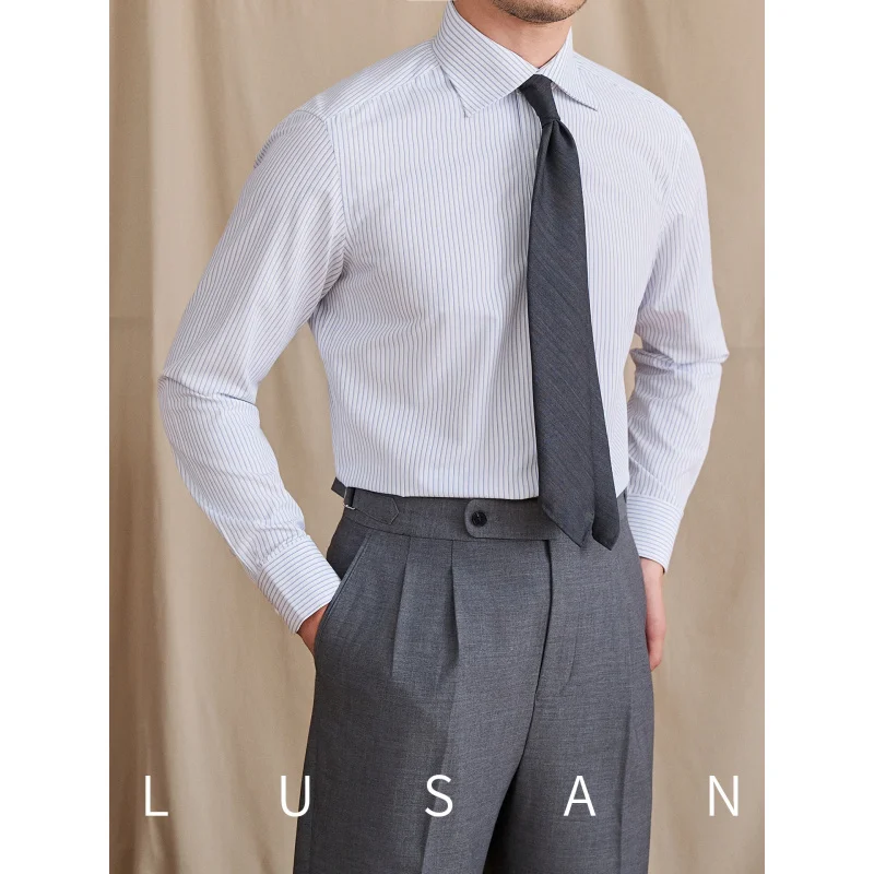 

Italian-style business Windsor collar fashion striped long-sleeve shirt, British slim-fit versatile commuter shirt for men