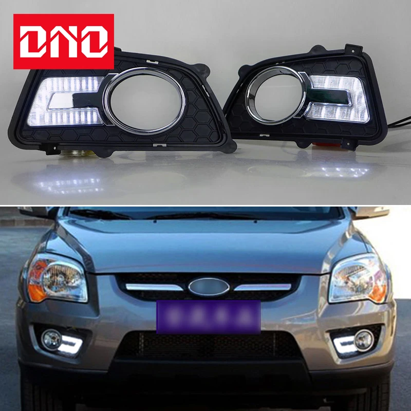 

LED Daytime Running Headlamps For Kia Sportage 2009 2010 Daylights Auto Dimming Signal Car DRL Foglamp