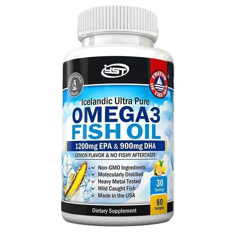 

Добавка с рыбьим жиром Omega 3 1200 мг EPA и 900 мг DHA Fatty Acids — поддерживает здоровье суставов, глаз и кожи с 60 мягкими капсулами