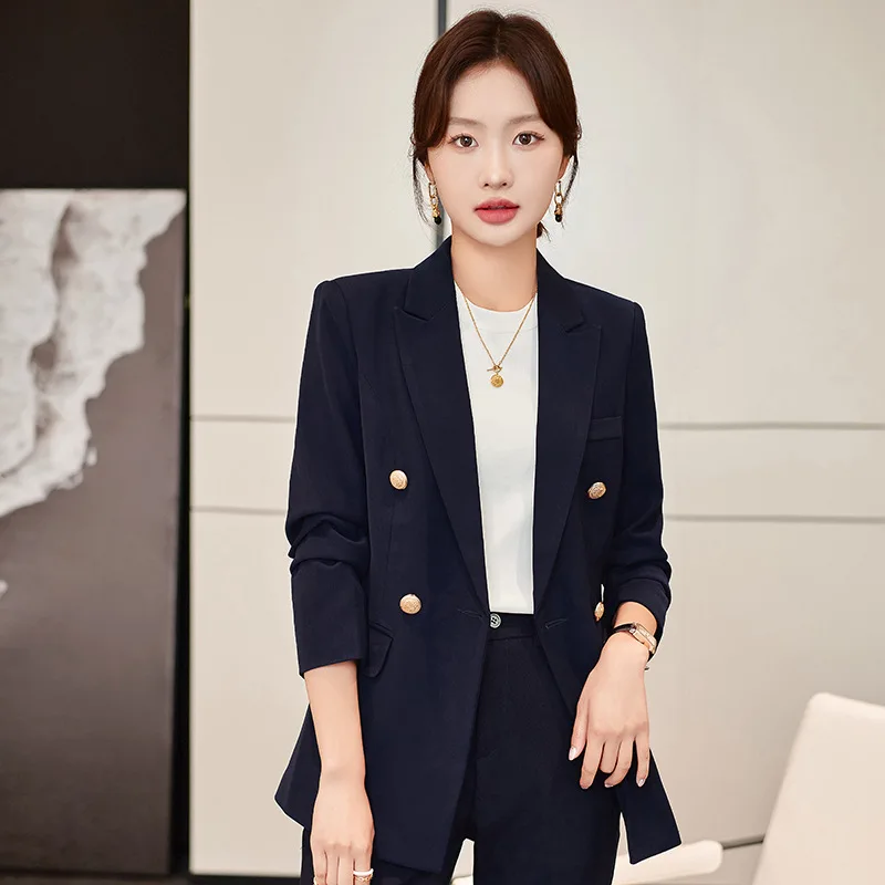 Gray Business Wear Suit Women's Spring High Sense Interview Formal Wear Work Clothes Casual Suit Jacket Spring and Autumn