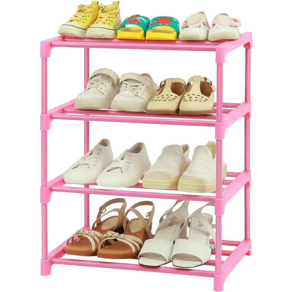 

4-Tier Free Standing Shoe Racks for 6-8 Pairs Shoe Storage,Kids Shoe Racks for Small Place,Lightweight Stackable Shoe Shelf Orga