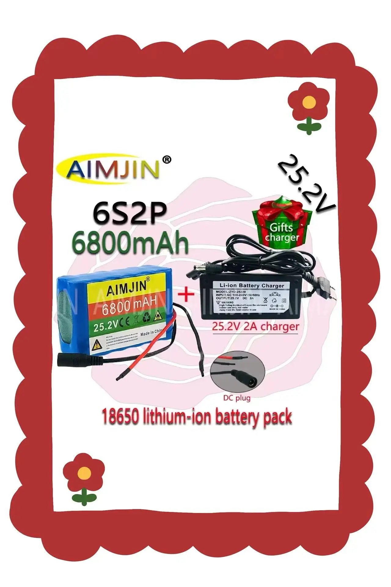 

6S2P 25.2V 6800mAh for DC 24V Battery Pack CCTV Camera Monitor Battery Lithium Ion Battery Pack