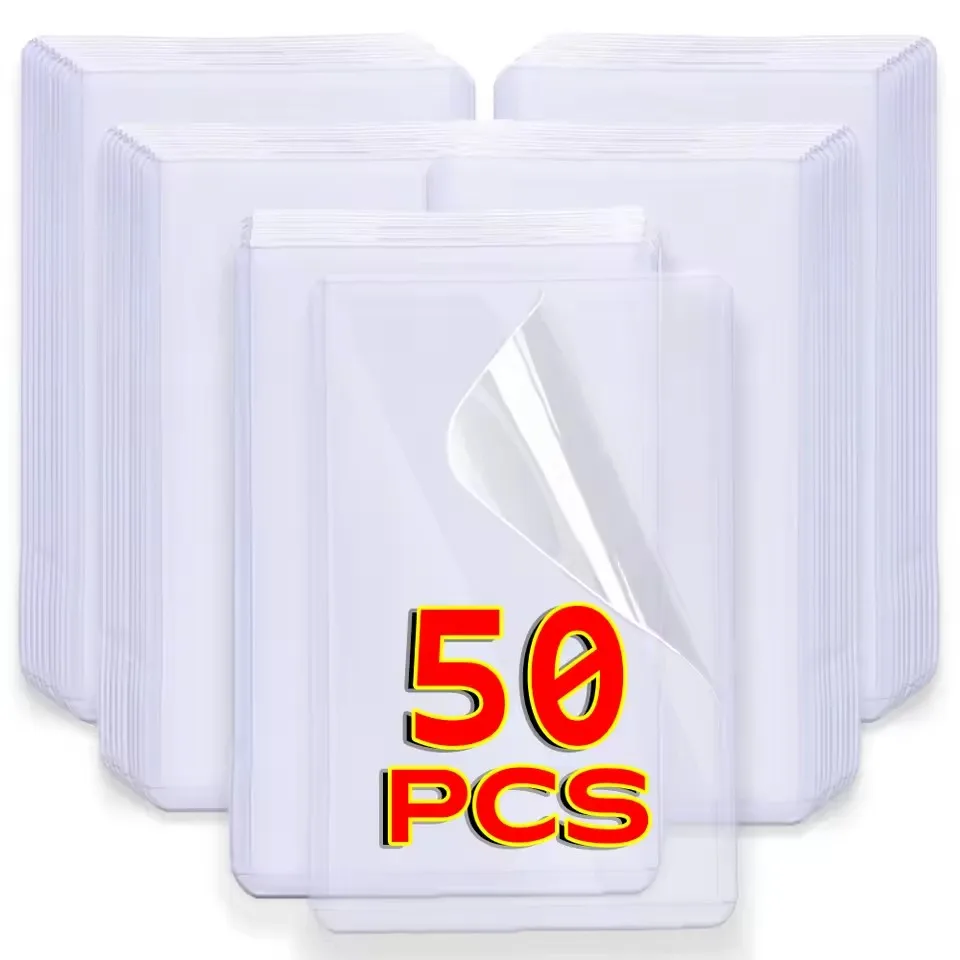 1/50Pcs Transparent Card Sleeve Korean Kpop Card Sleeve with Protective Film Holder Idol Photo Game Card Holders Cover 35PT