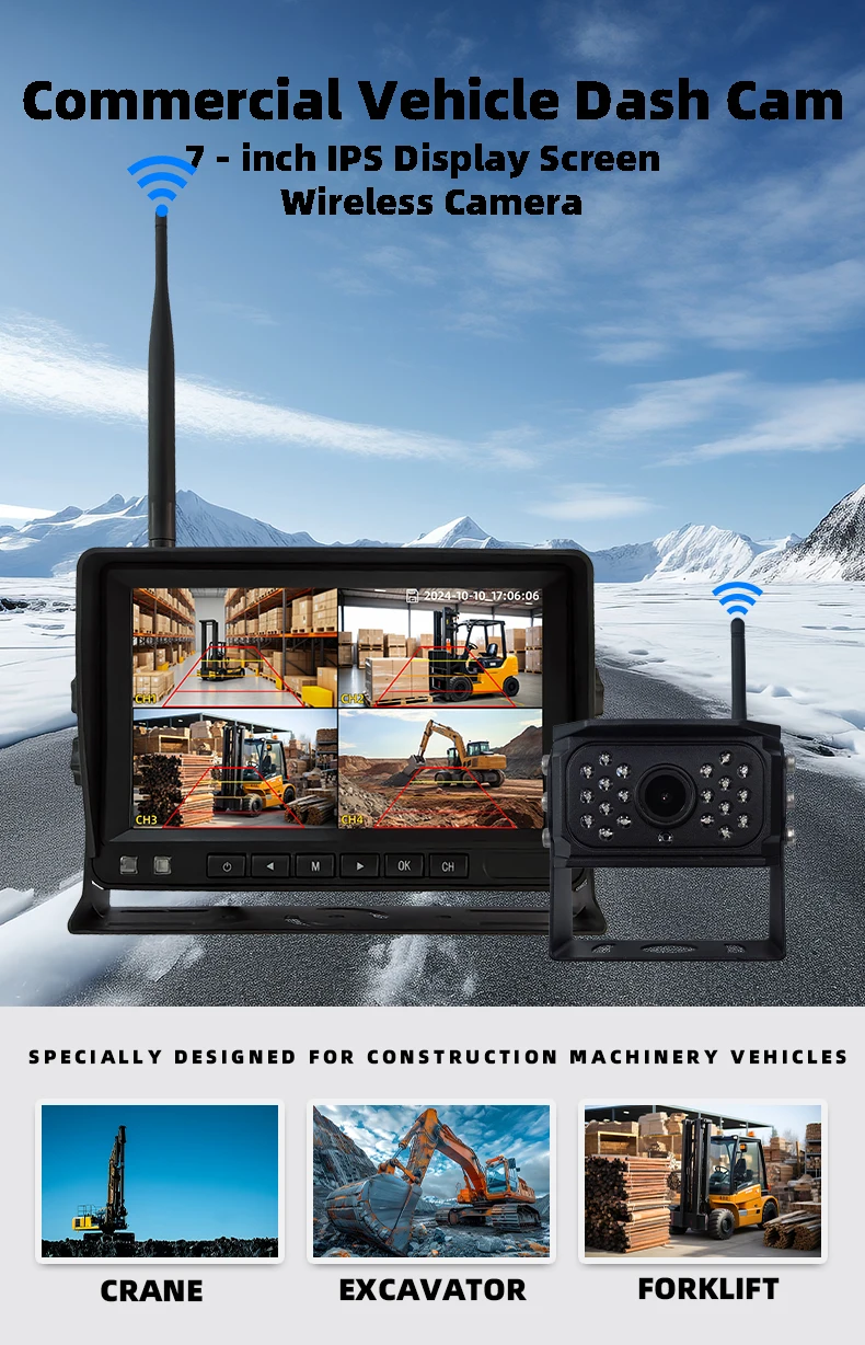 Hot Sale High-Definition 7-Inch 1080P Wireless WIFI Portable DVR  ing   4-Recording Link Truck Driving Recorder