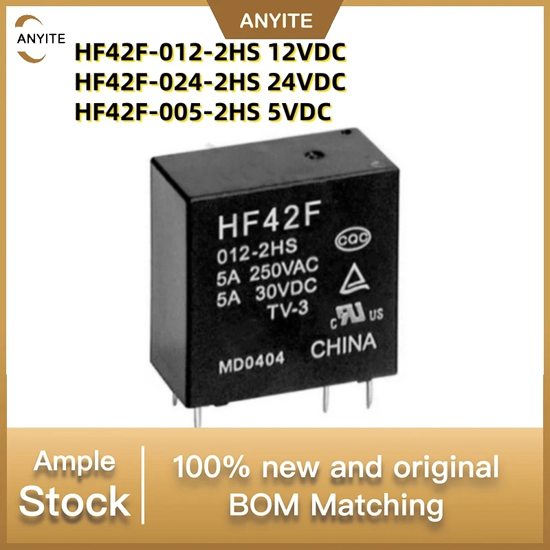 5PCS/Lot  New  JZC-42F  HF42F HF42F-005-2HS  HF42F-012-2HS  HF42F-024-2HS  6PINS 5A 5 12 24VDC