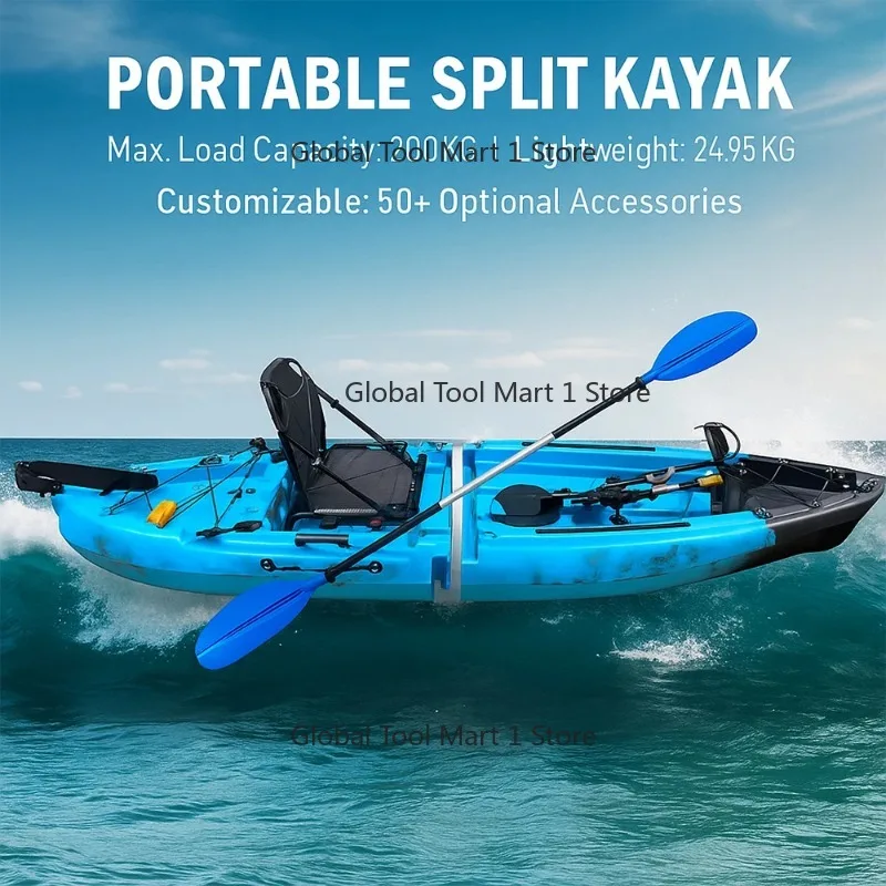 Po-rtable L-LDPE Kayak With Split Hard Shell Electric Pedal-Driven Canoe For Solo Tandem Lake Sea Adventures Modular Assembly