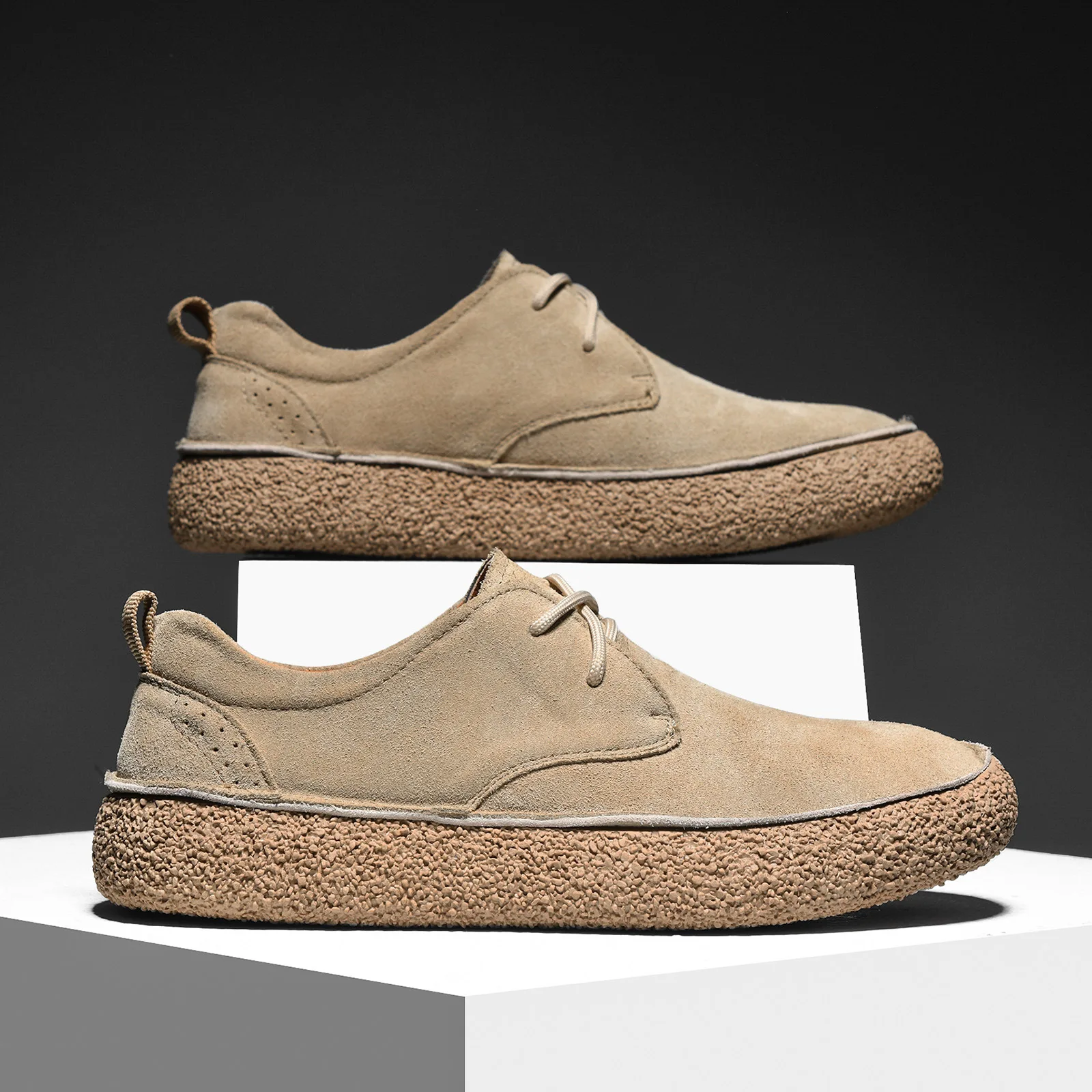 Zapatos para hombre, nuevos zapatos informales de cuero esmerilado de otoño con cordones para hombre, zapatillas planas ligeras y cómodas para conducir, zapatos Oxford para exteriores para hombre