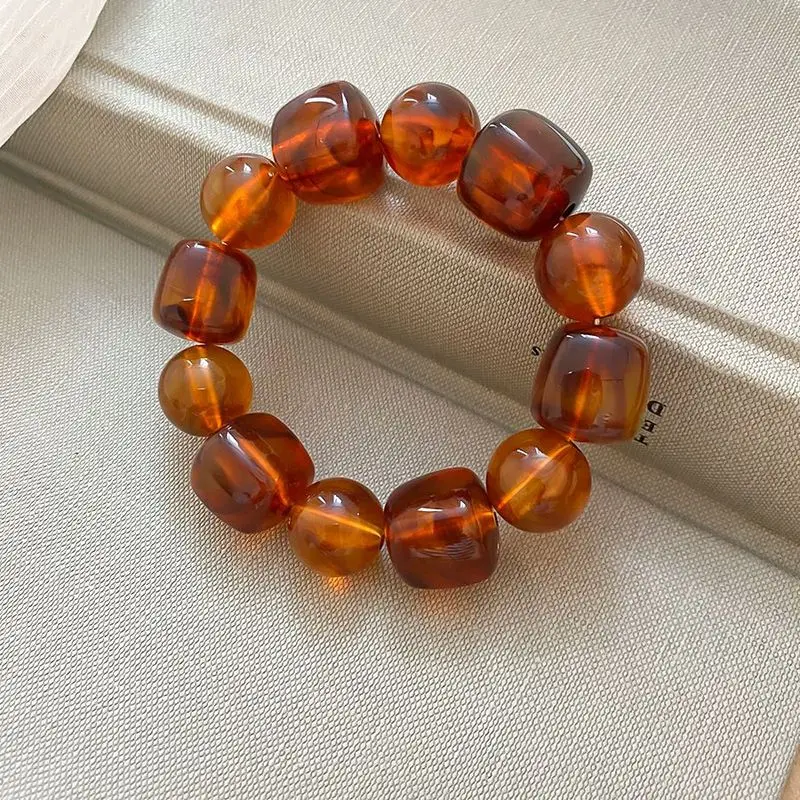 Amber Color Irregular Acrylic Beads Chokers Necklaces Set