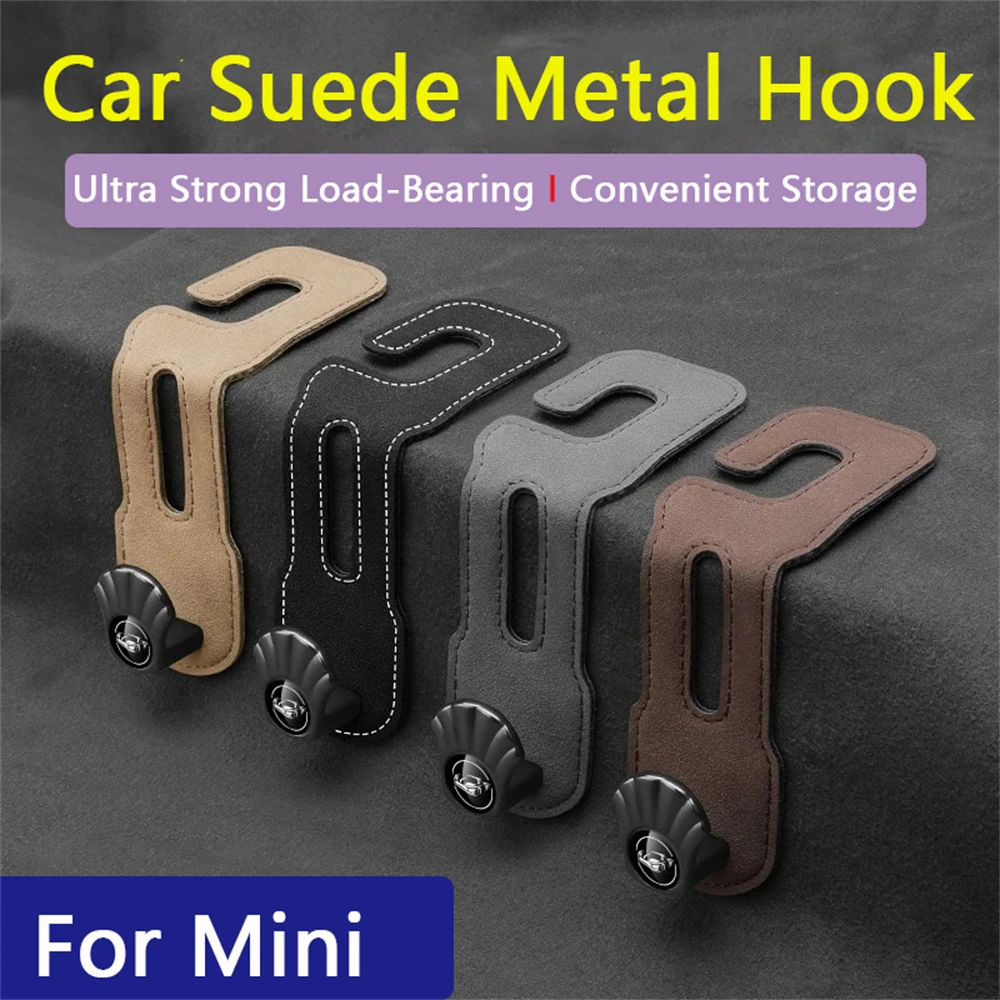 For Mini John Cooper R56 F56 Countryman R60 F60 Clubman F54 R55 R50 F55 R61 R59 Car Seat Hook Suede Metal Seat Back Accessories