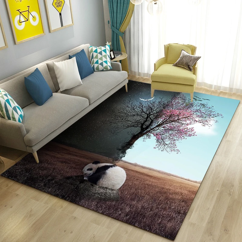 3D Cartoon Cute Panda Area Rug,Carpet Rug for Living Room Bedroom Sofa Doormat Kitchen Decoration,Kids Play Non-slip Floor Mat