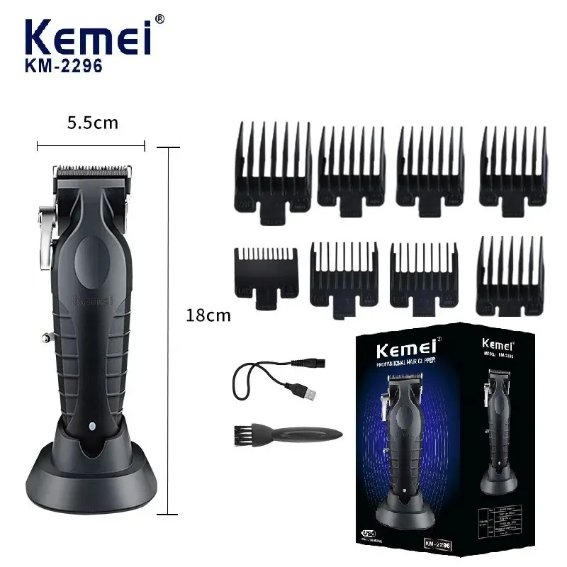 Kemei Professional Hair Clippers for Men Cord/Cordless Hair Cutting Kits Hair Beard Trimmer T Blade Barber Clippers KM-2296