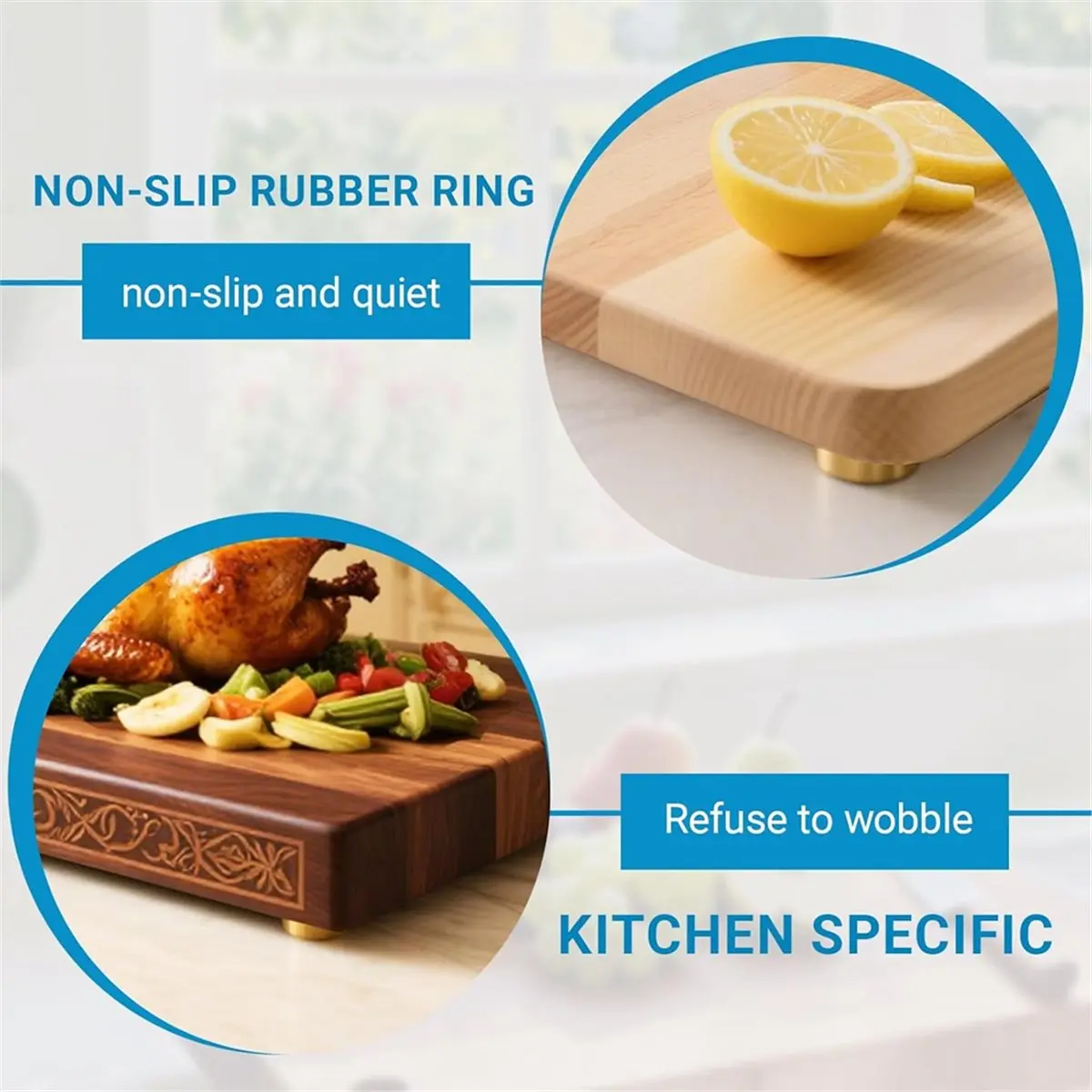 8 Pack Brass Cutting Board Feet with Non Slip Pads,Rubber Feet for Cutting Board,1 Inch Rubber Feet Solid Brass view 5