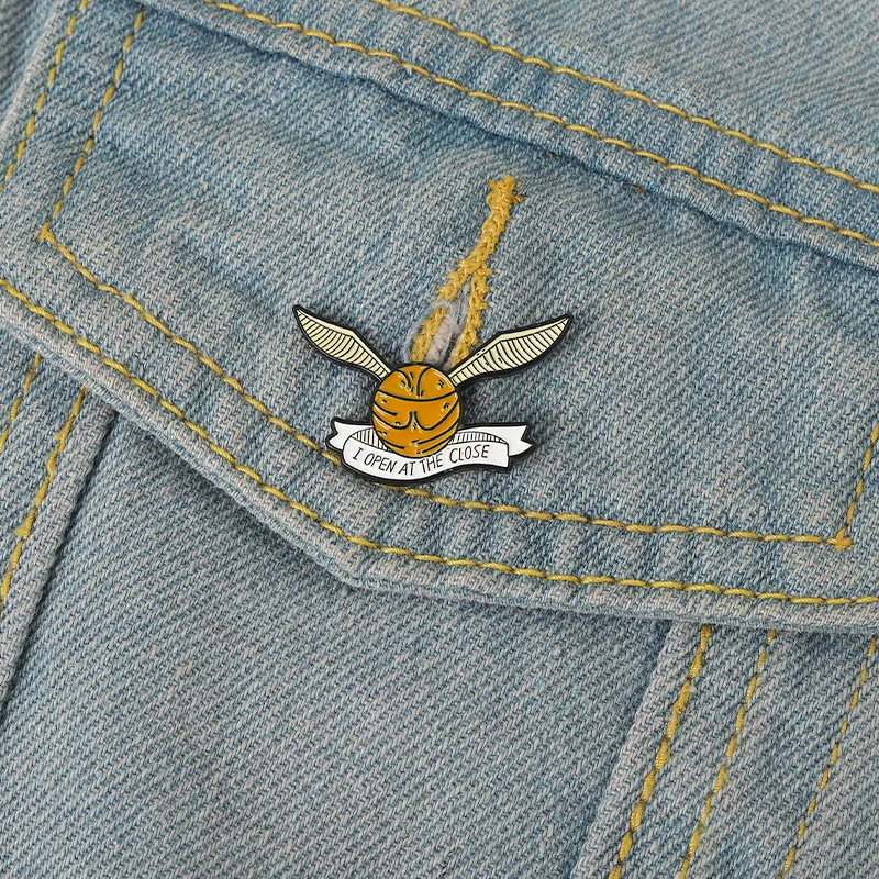 Golden Snitch Enamel Pins Creative Ball with Wings Brooch Bag Lapel Button Badge Funny Movie Jewelry Gift for Kids Fans Friends