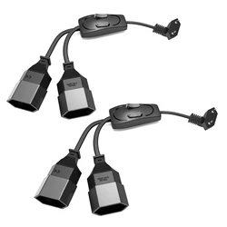 2 stks Europea Stekker Naar Vrouwelijke Socket Verlengkabel met Twee Schakelaars, Euro Plug Verlengsnoer voor TV PC Monitor