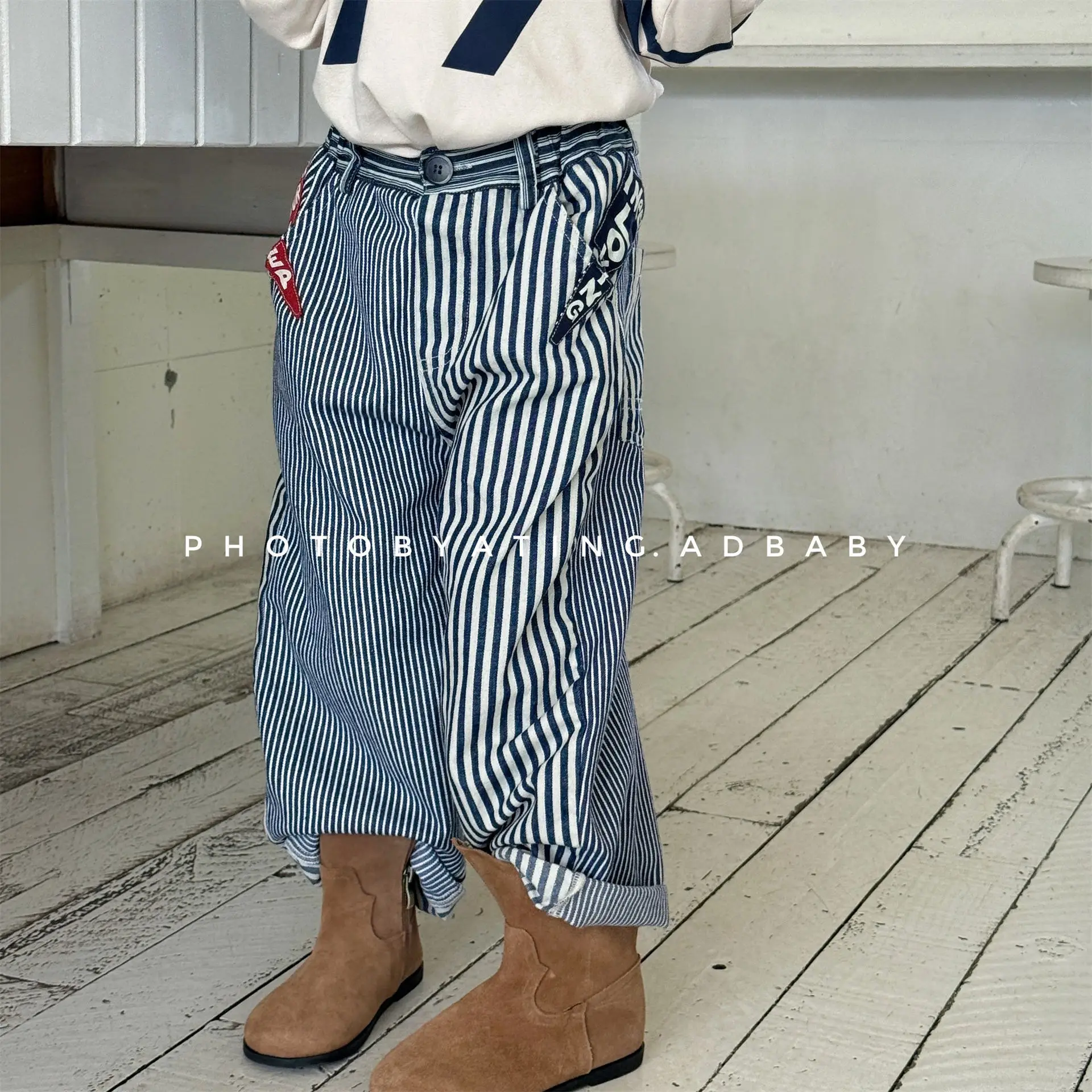 1541 Children Pants 2026 Spring Autumn New Korean Baby Girl's Jeans Pants 1-7Year Boy's Cool Harlan Pants Trousers
