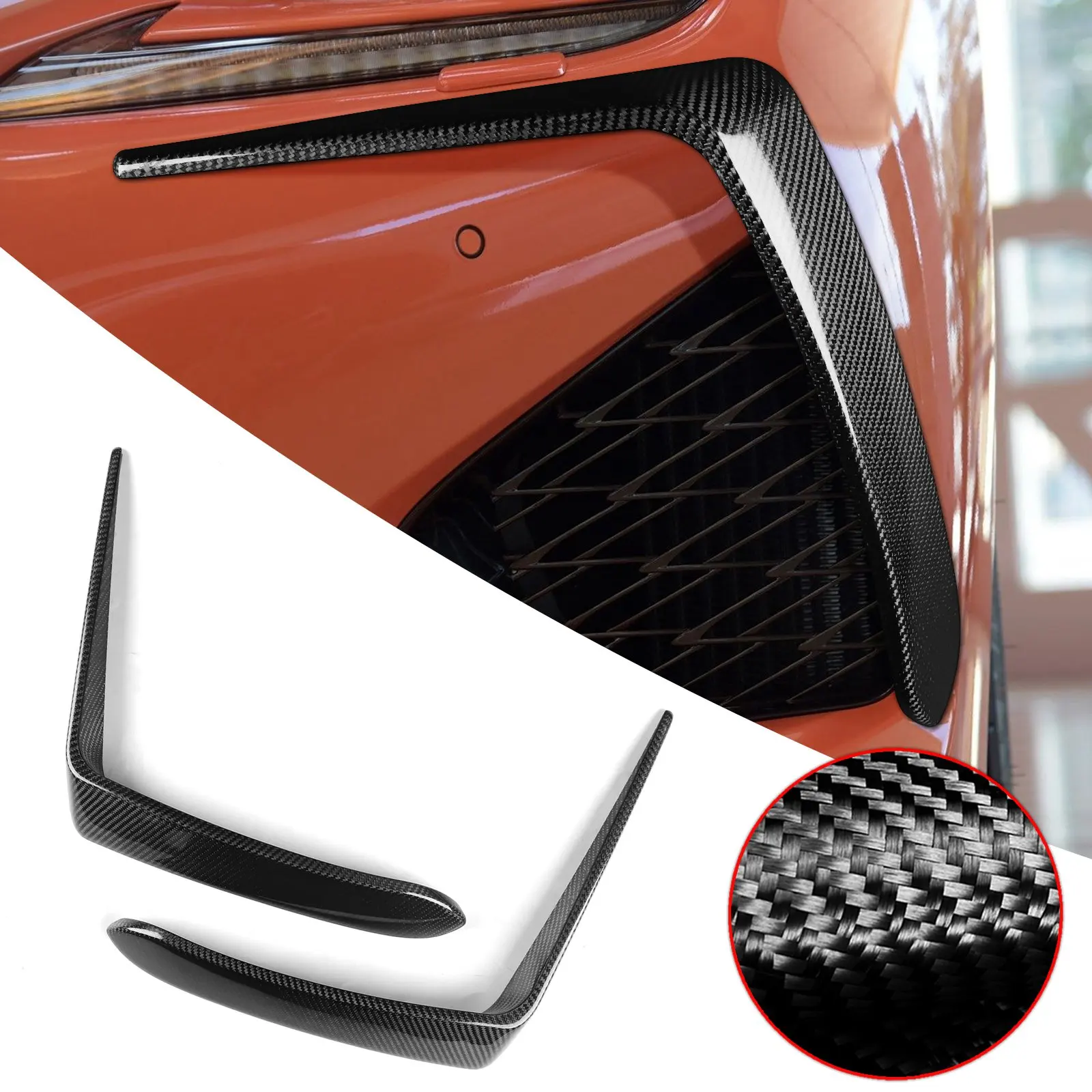 Front Bumper Air Vent Fang Trim Garnish Covers Carbon Fiber  For LEXUS RCF 2015-2018 All Models