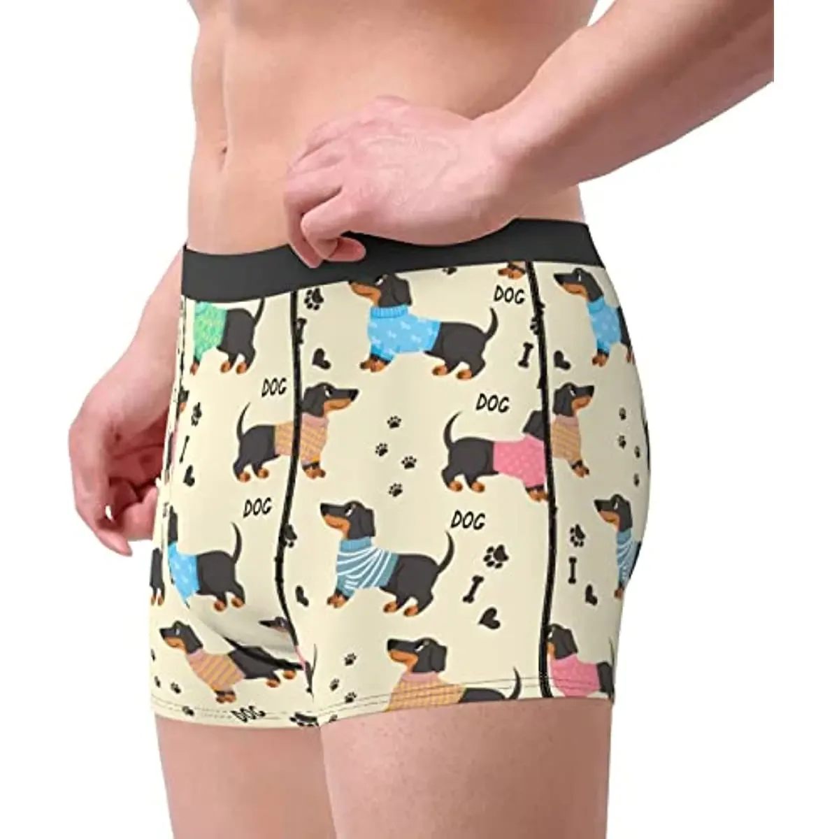 Bóxer con estampado de Dachshund para hombre, ropa interior deportiva Regular, calzoncillos