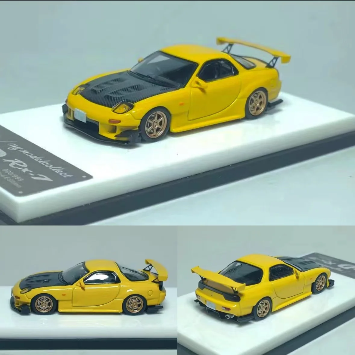 MC 1:64 Head Text D Rain Palace RX7 FD3S Yellow Plated Alloy Car Model