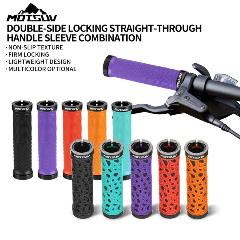 

Double Lock On MTB Mountain Bike Handlebar Grips, Aluminum Alloy Rubber Comfortable Anti-Slip Shockproof Universal Cycling Parts