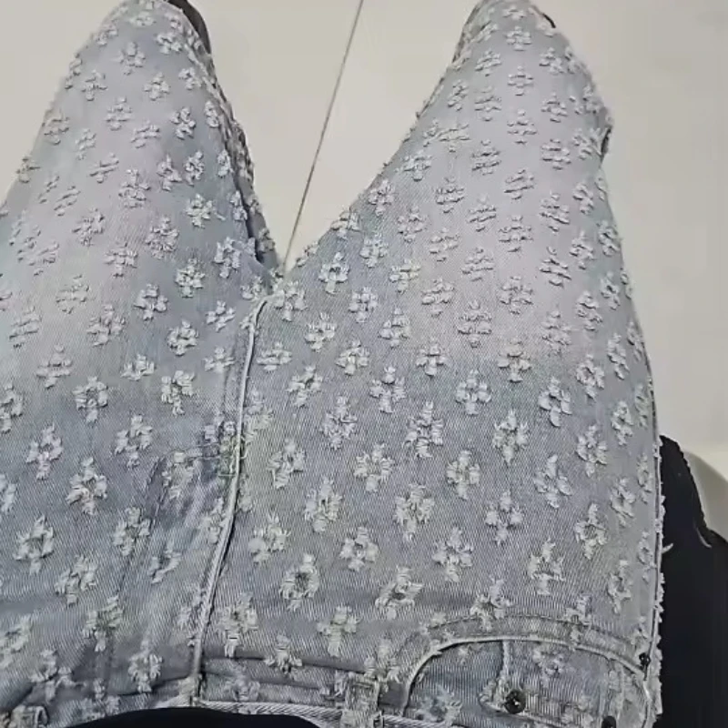 شورت صيفي رقيق خاص للرجال من أوروبا وأمريكا، شورت جينز أزرق اللون، سروال متوسط غير رسمي على الموضة في الشارع العالي