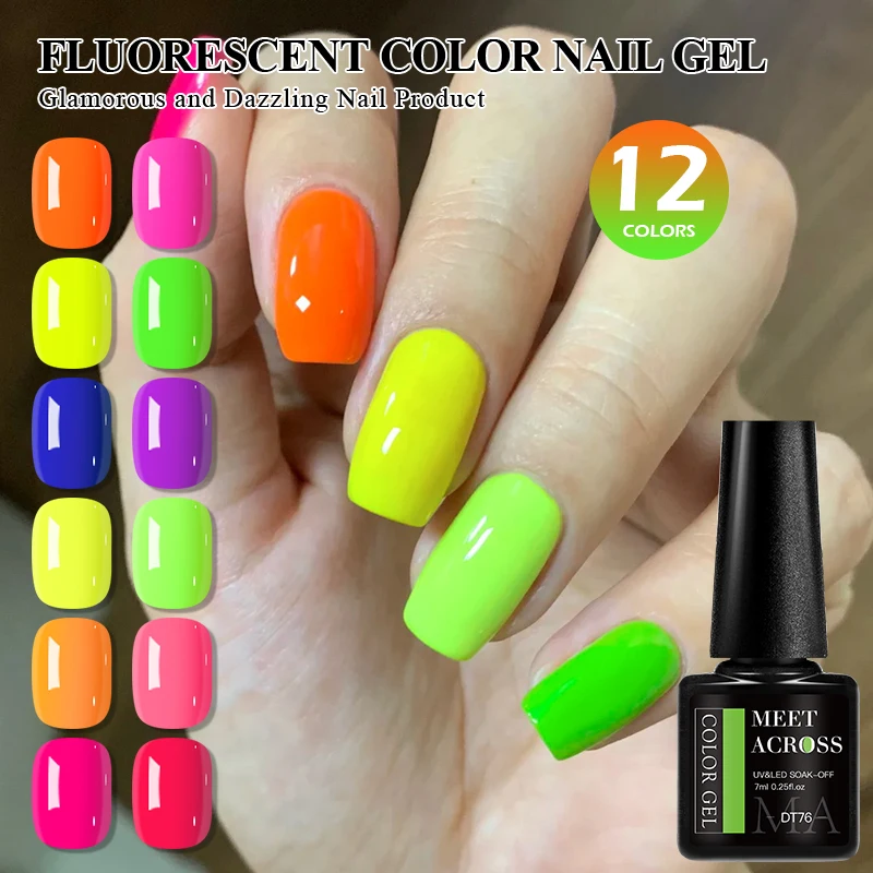 Fluorescent Gel Nail Polish Neon Color HEMA TPO FREE Semi Permanent Soak Off UV Gel Varnish For Spring Summer Nail Supplies DIY