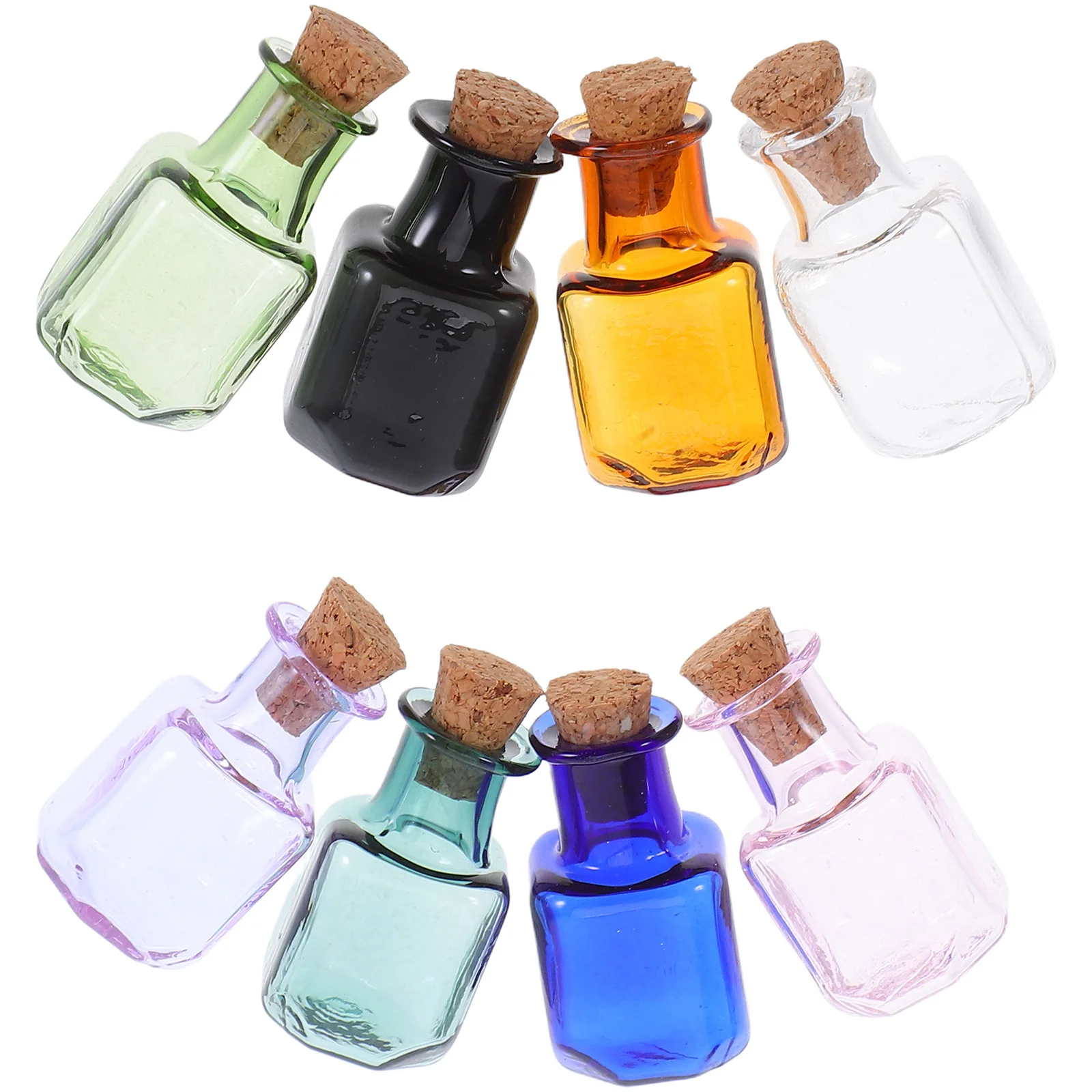 

8Pcs Mini Glass Wishing Bottle with Cork Stopper Square Clear Vials for Storing Notes Messages Crafts Party Favors Wedding Decor